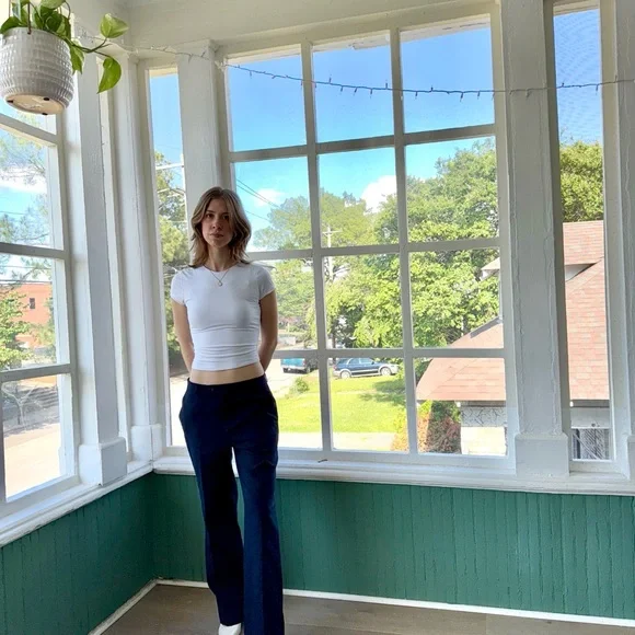 Vintage YSL navy wool trousers